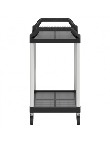 Carrello a 2 Ripiani Nero 99x50x97 cm in Alluminio