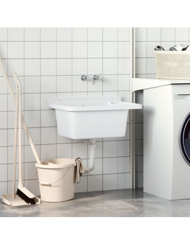 Lavandino di Servizio a Parete Bianco 60x40x28 cm in Resina