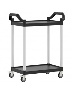 Carrello a 2 Ripiani Nero 81x41x92 cm in Alluminio 2