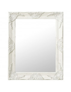 Specchio da Parete Stile Barocco 50x60 cm Bianco 2