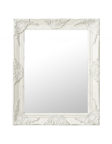 Specchio da Parete Stile Barocco 50x60 cm Bianco