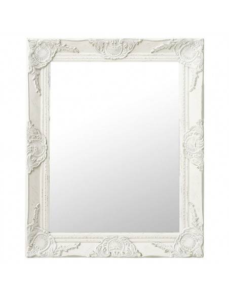 Specchio da Parete Stile Barocco 50x60 cm Bianco