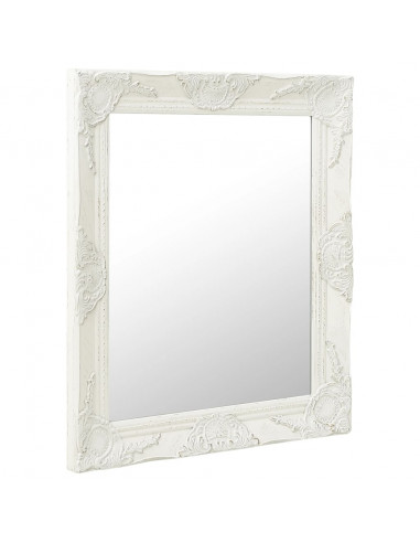 Specchio da Parete Stile Barocco 50x60 cm Bianco