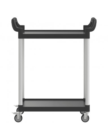 Carrello a 2 Ripiani Nero 81x41x92 cm in Alluminio