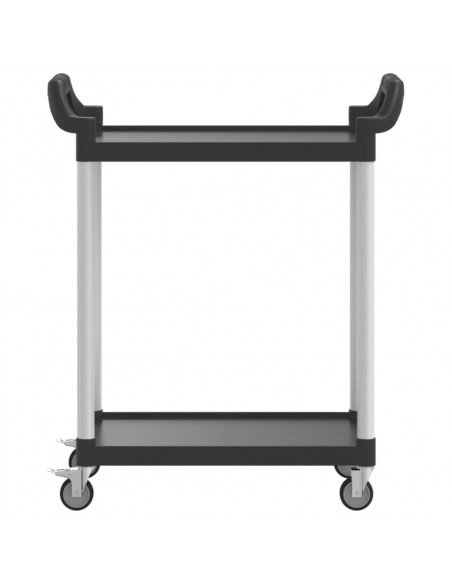 Carrello a 2 Ripiani Nero 81x41x92 cm in Alluminio