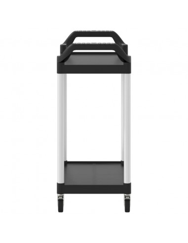 Carrello a 2 Ripiani Nero 81x41x92 cm in Alluminio