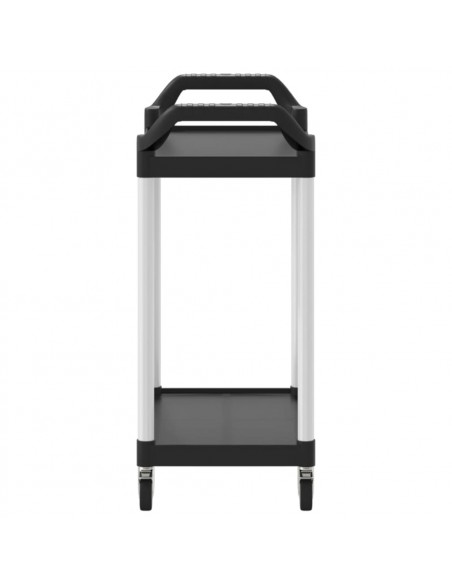 Carrello a 2 Ripiani Nero 81x41x92 cm in Alluminio