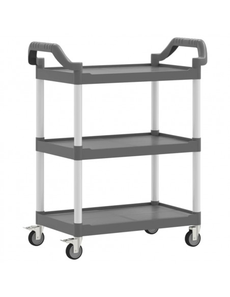 Carrello a 3 Ripiani Grigio 81x41x92 cm in Alluminio