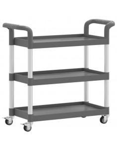 Carrello a 3 Ripiani Grigio 77x34x72 cm in Alluminio 2
