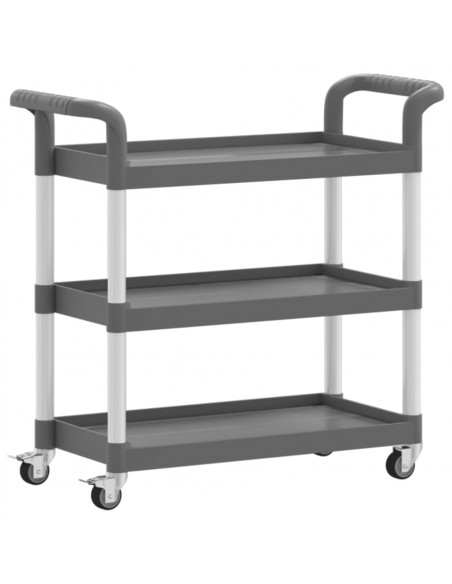 Carrello a 3 Ripiani Grigio 77x34x72 cm in Alluminio