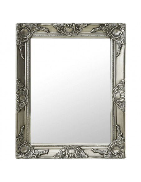 Specchio da Parete Stile Barocco 50x60 cm Argento