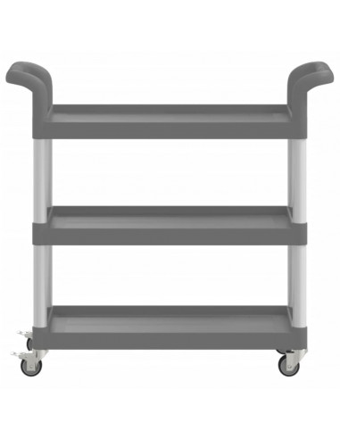 Carrello a 3 Ripiani Grigio 77x34x72 cm in Alluminio