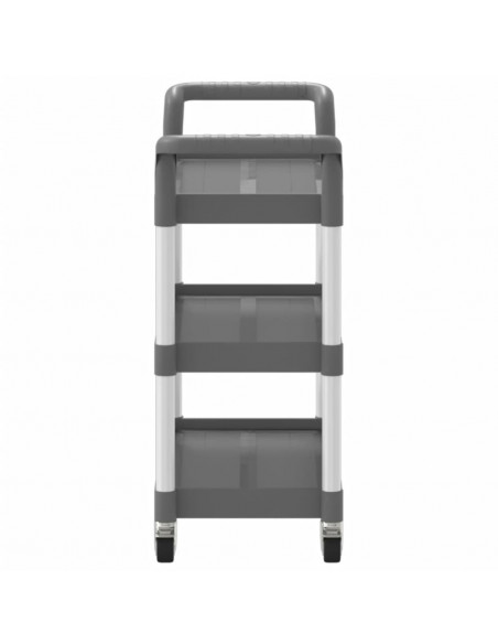 Carrello a 3 Ripiani Grigio 77x34x72 cm in Alluminio