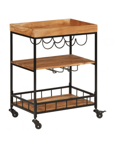 Carrello da Bar 60x40x80 cm Legno Massello di Acacia e Ferro