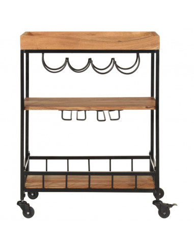 Carrello da Bar 60x40x80 cm Legno Massello di Acacia e Ferro