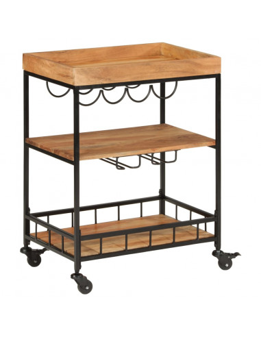 Carrello da Bar 60x40x80 cm Legno Massello di Acacia e Ferro