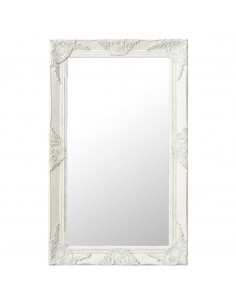 Specchio da Parete Stile Barocco 50x80 cm Bianco 2