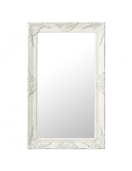 Specchio da Parete Stile Barocco 50x80 cm Bianco