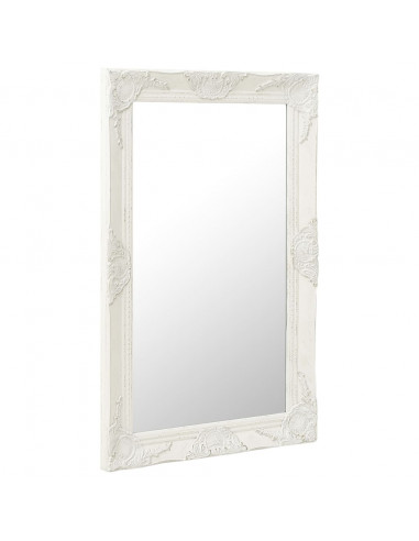 Specchio da Parete Stile Barocco 50x80 cm Bianco