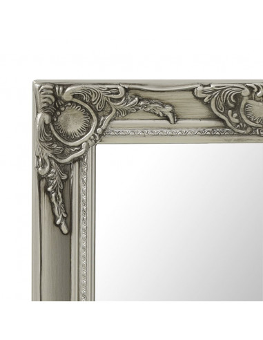Specchio da Parete Stile Barocco 50x80 cm Argento