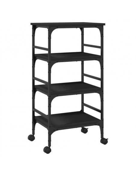 Carrello da Cucina Nero 45x35x89,5 cm in Legno Multistrato