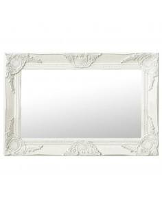 Specchio da Parete Stile Barocco 60x40 cm Bianco 2