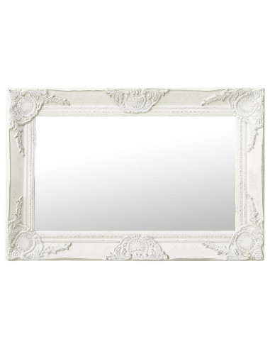 Specchio da Parete Stile Barocco 60x40 cm Bianco