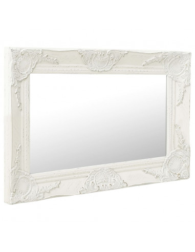 Specchio da Parete Stile Barocco 60x40 cm Bianco