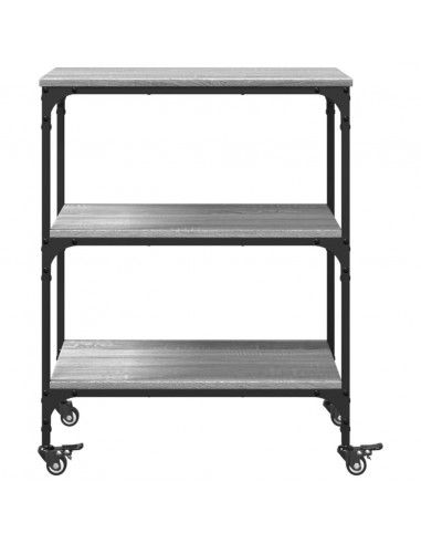 Carrello da Cucina Grigio Sonoma 60x41x76 cm Legno Multistrato