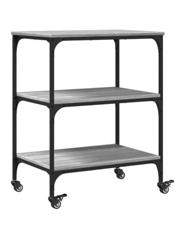 Carrello da Cucina Grigio Sonoma 60x41x76 cm Legno Multistrato