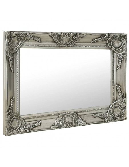 Specchio da Parete Stile Barocco 60x40 cm Argento