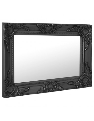 Specchio da Parete Stile Barocco 60x40 cm Nero