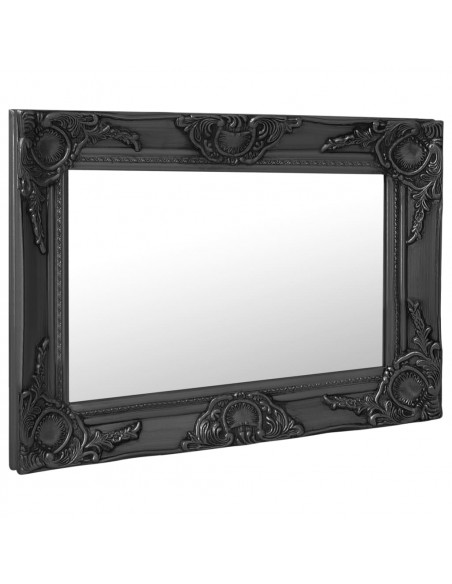 Specchio da Parete Stile Barocco 60x40 cm Nero