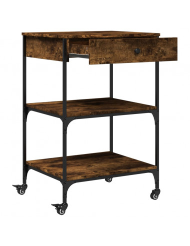 Carrello da Cucina Rovere Fumo 60x48x89,5 cm Legno Multistrato