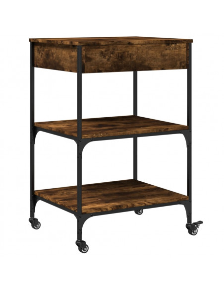 Carrello da Cucina Rovere Fumo 60x48x89,5 cm Legno Multistrato