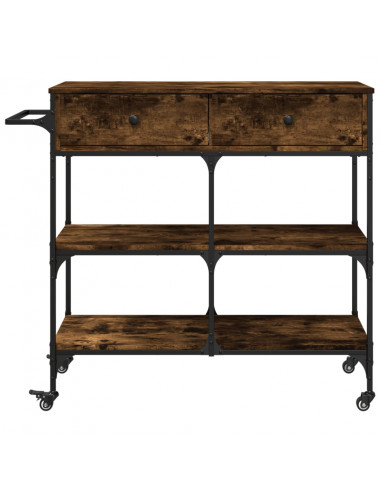 Carrello da Cucina Rovere Fumo 105x42x95 cm Legno Multistrato
