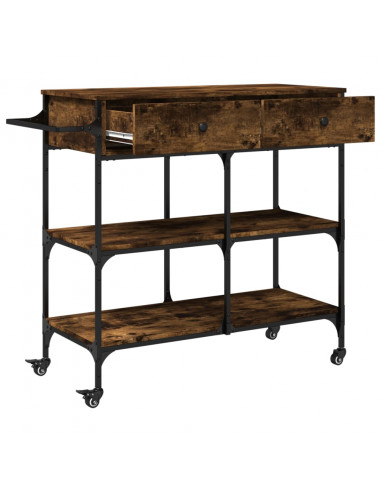 Carrello da Cucina Rovere Fumo 105x42x95 cm Legno Multistrato