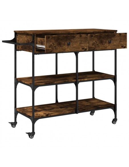 Carrello da Cucina Rovere Fumo 105x42x95 cm Legno Multistrato