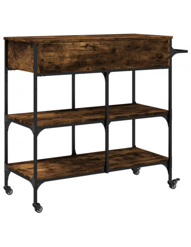 Carrello da Cucina Rovere Fumo 105x42x95 cm Legno Multistrato