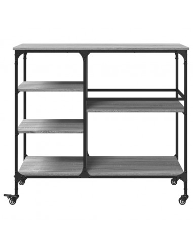 Carrello Cucina Grigio Sonoma 100x45x89,5 cm Legno Multistrato