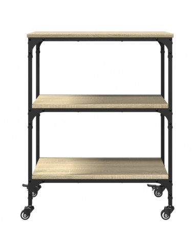 Carrello da Cucina Rovere Sonoma 60x41x76 cm Legno Multistrato