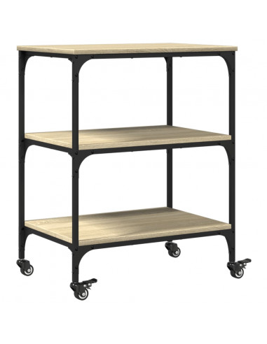 Carrello da Cucina Rovere Sonoma 60x41x76 cm Legno Multistrato