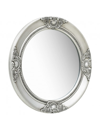 Specchio da Parete Stile Barocco 50 cm Argento