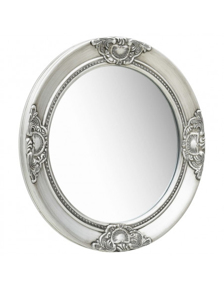 Specchio da Parete Stile Barocco 50 cm Argento