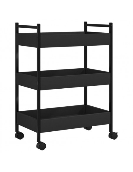 Carrello da Cucina Nero 50x30x70 cm in Legno Multistrato