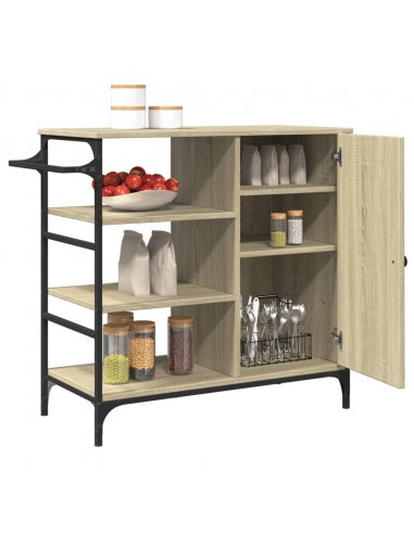 Carrello da Cucina Rovere Sonoma 87,5x38,5x84,5 cm Multistrato