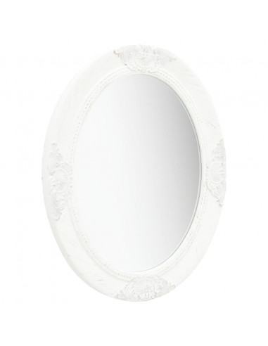 Specchio da Parete Stile Barocco 50x60 cm Bianco