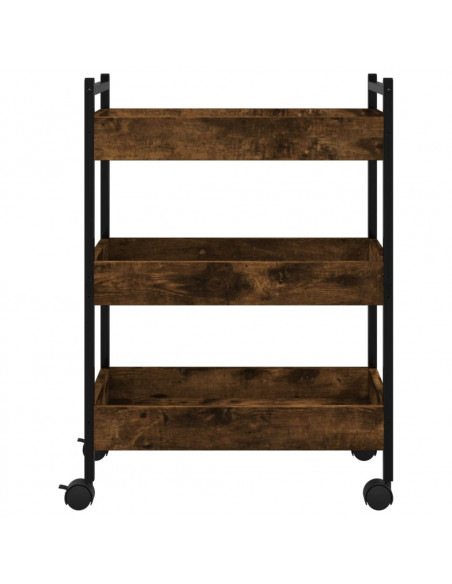 Carrello da Cucina Rovere Fumo 50x30x70 cm in Legno Multistrato