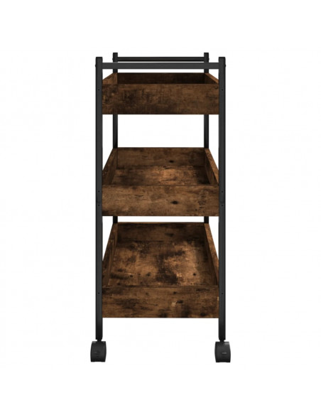 Carrello da Cucina Rovere Fumo 50x30x70 cm in Legno Multistrato