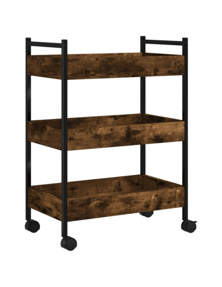 Carrello da Cucina Rovere Fumo 50x30x70 cm in Legno Multistrato